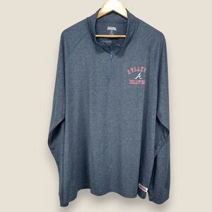 Atlanta Braves Performance Quarter Zip Pullover Men 2XL Gray Stretch Stitches